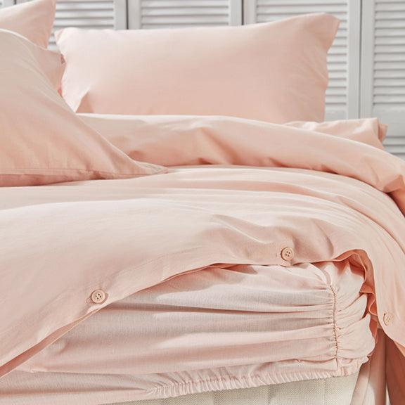 Duvet Cover Set Plain, 100% Renforcé Cotton, Pink, 240x220 cm