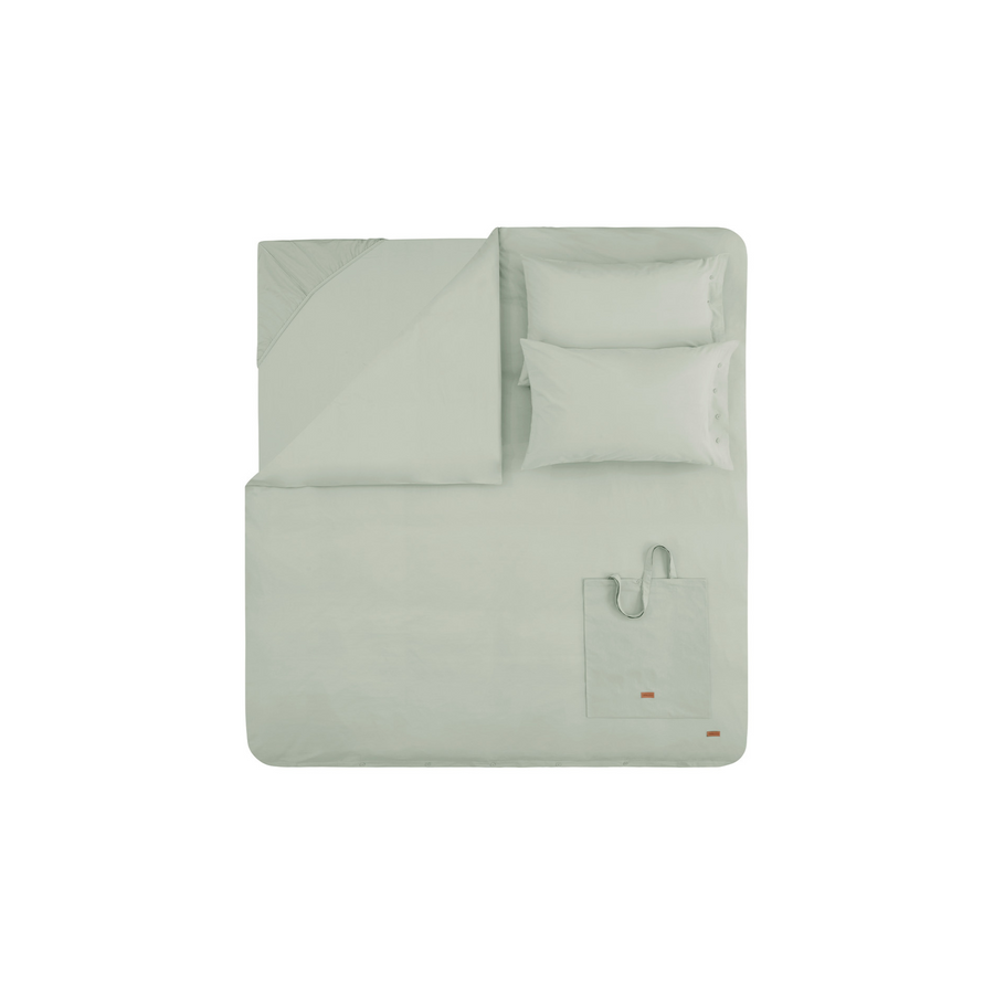 Duvet Cover Set Plain, 100% Renforcé Cotton, Light Green, 160x220 cm