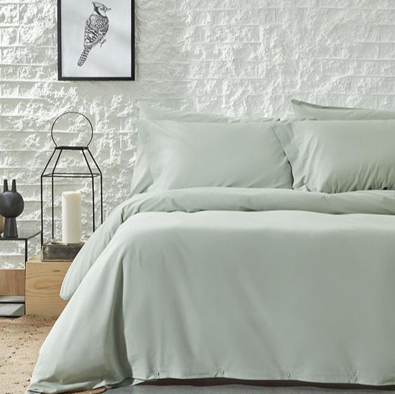 Duvet Cover Set Plain, 100% Renforcé Cotton, Light Green, 160x220 cm