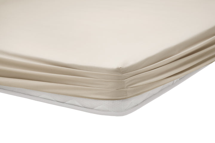 Renforcé Cotton Fitted Sheet Plain, 100% Cotton, beige, 180x200 cm