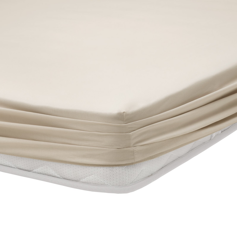 Renforcé Cotton Fitted Sheet Plain, 100% Cotton, beige, 120x200 cm