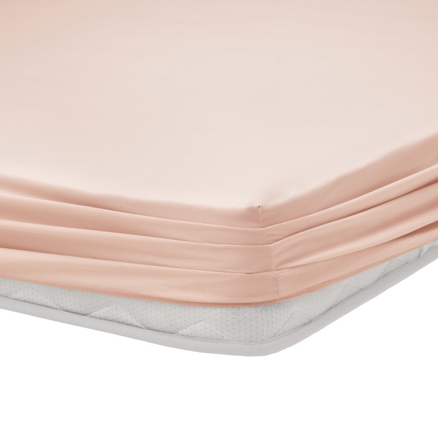 Renforcé Cotton Fitted Sheet Plain, 100% Cotton, pink, 90x200 cm