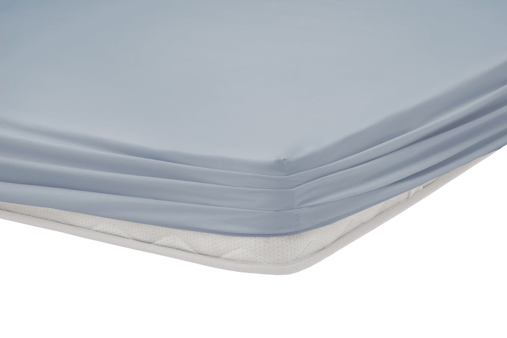 Renforcé Cotton Fitted Sheet Plain, 100% Cotton, light blue, 90x200 cm