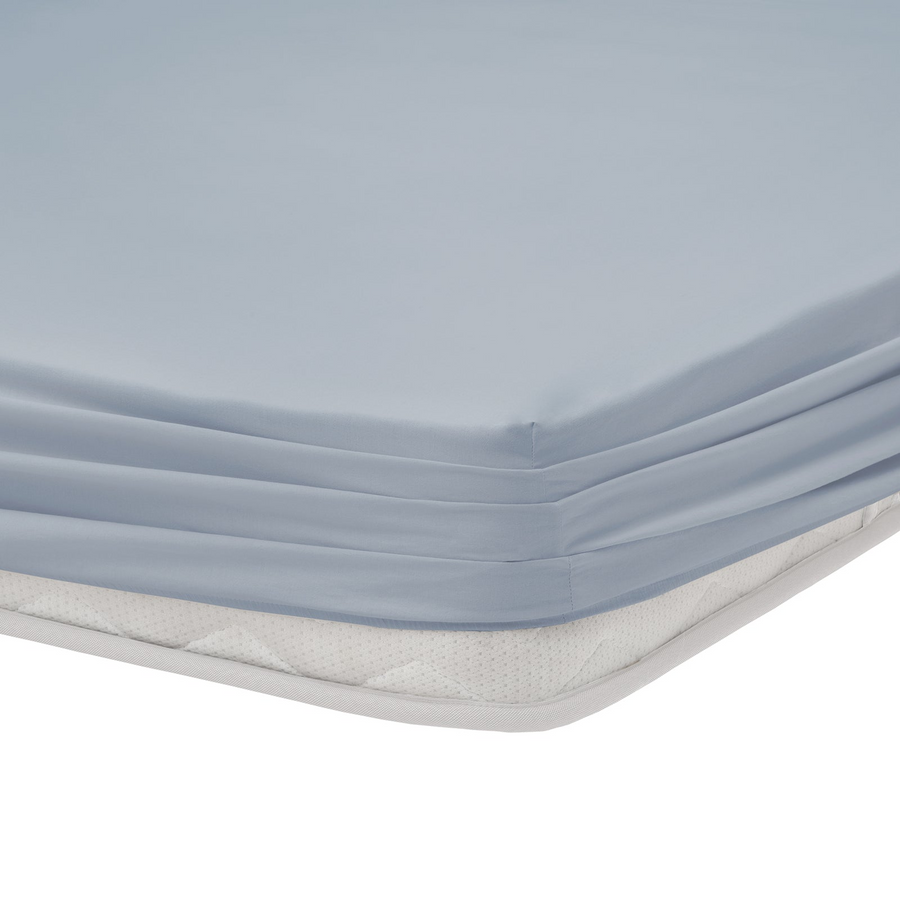 Renforcé Cotton Fitted Sheet Plain, 100% Cotton, light blue, 90x200 cm