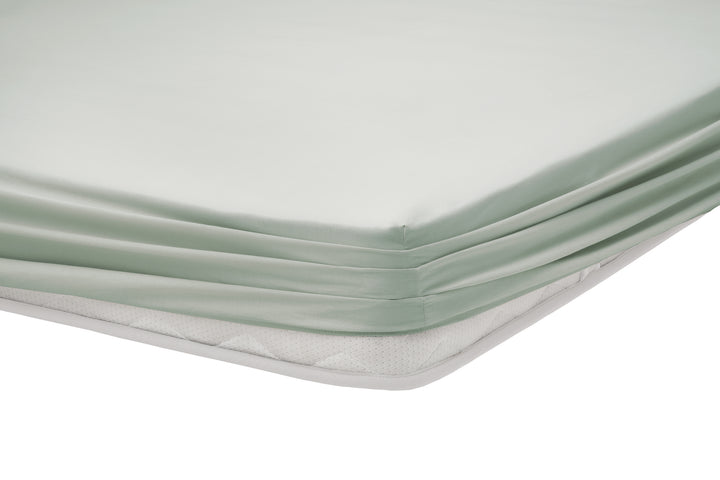 Renforcé Cotton Fitted Sheet Plain, 100% Cotton, light green, 180x200 cm