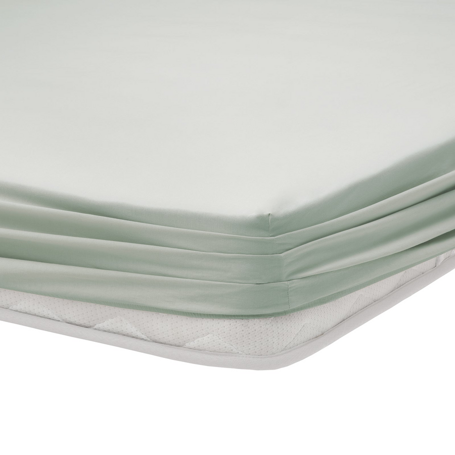 Renforcé Cotton Fitted Sheet Plain, 100% Cotton, light green, 90x200 cm