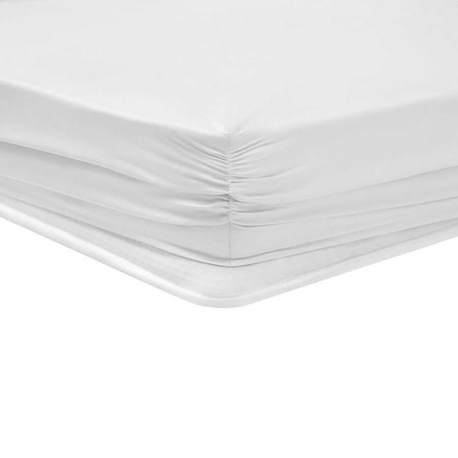 Shelly Maisy Fitted Sheet, Bamboo Sateen, white, 200x200 cm