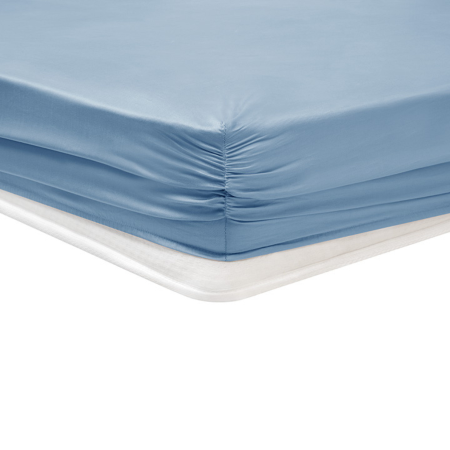 Shelly Maisy Fitted Sheet, Bamboo Sateen, blue, 120x200 cm