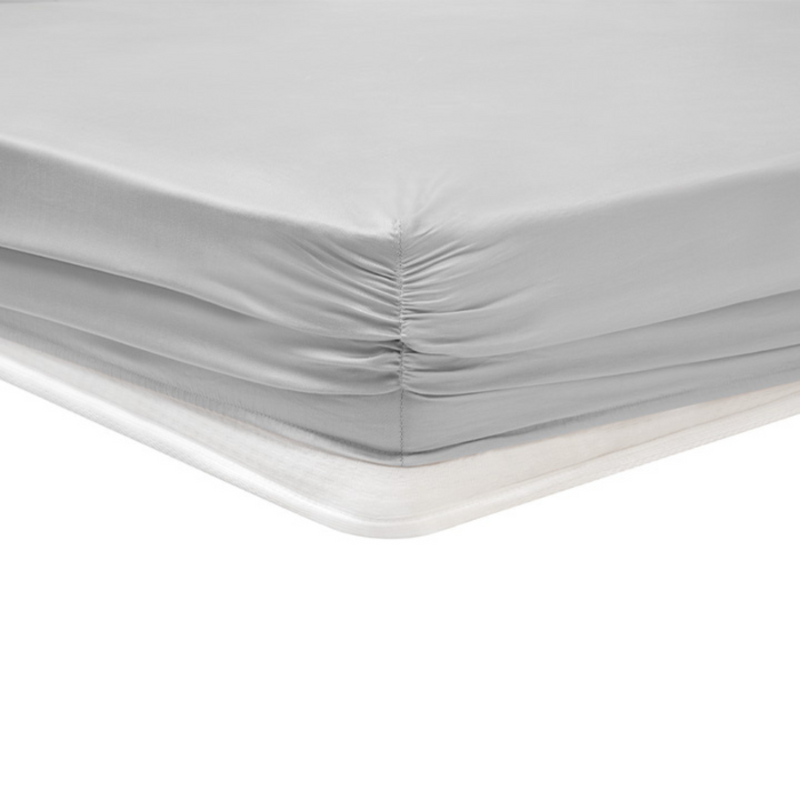Shelly Maisy Fitted Sheet, Bamboo Sateen, grey, 90x200 cm