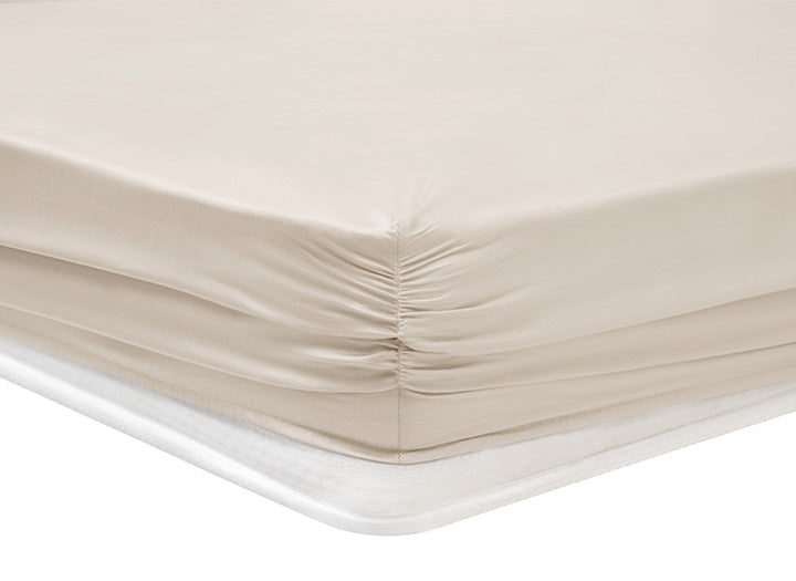 Shelly Maisy Fitted Sheet, Bamboo Sateen, beige, 160x200 cm