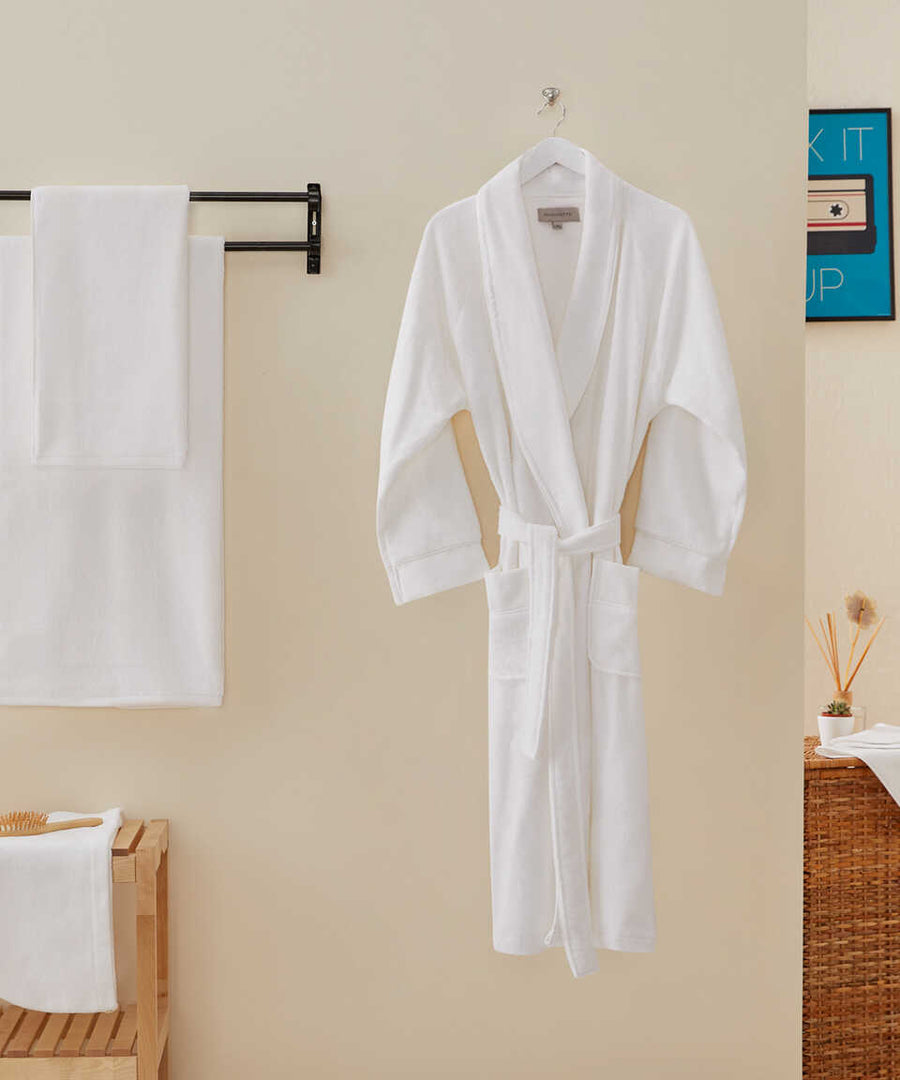 Premium Cotton Bathrobe Fresh, white, size S