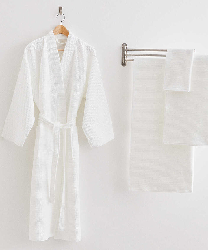 Sultan Collection Waffle Kimono Bathrobe, 100% Turkish Cotton, size L/XL