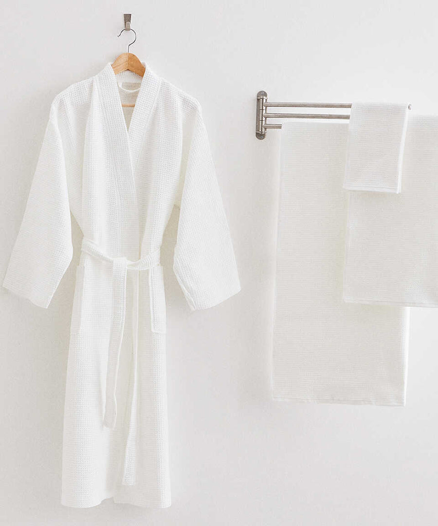 Sultan Collection Waffle Kimono Bathrobe, 100% Turkish Cotton, size L/XL