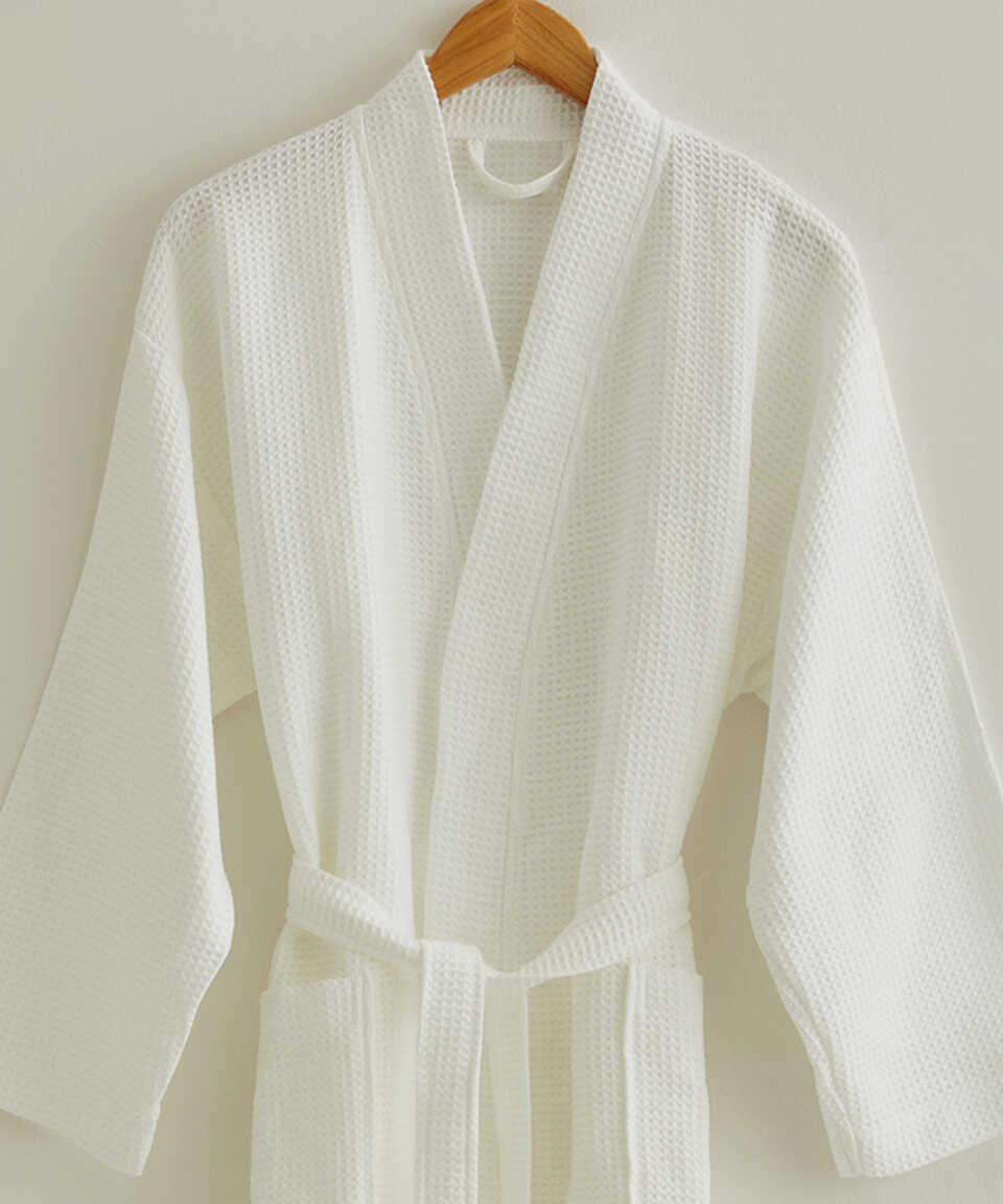 Sultan Collection Waffle Kimono Bathrobe, 100% Turkish Cotton, size L/XL