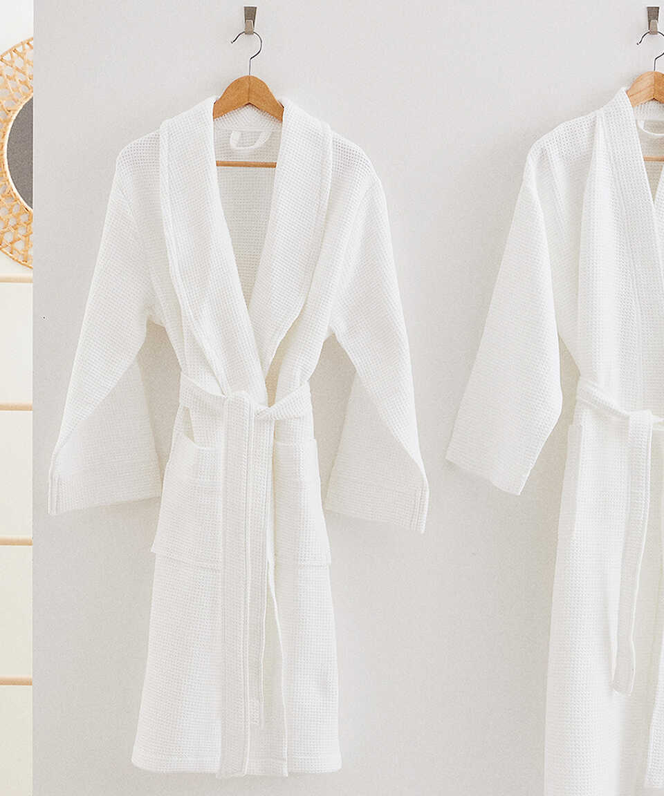 Sultan Collection Waffle Bathrobe, 100% Turkish Cotton, size S/M