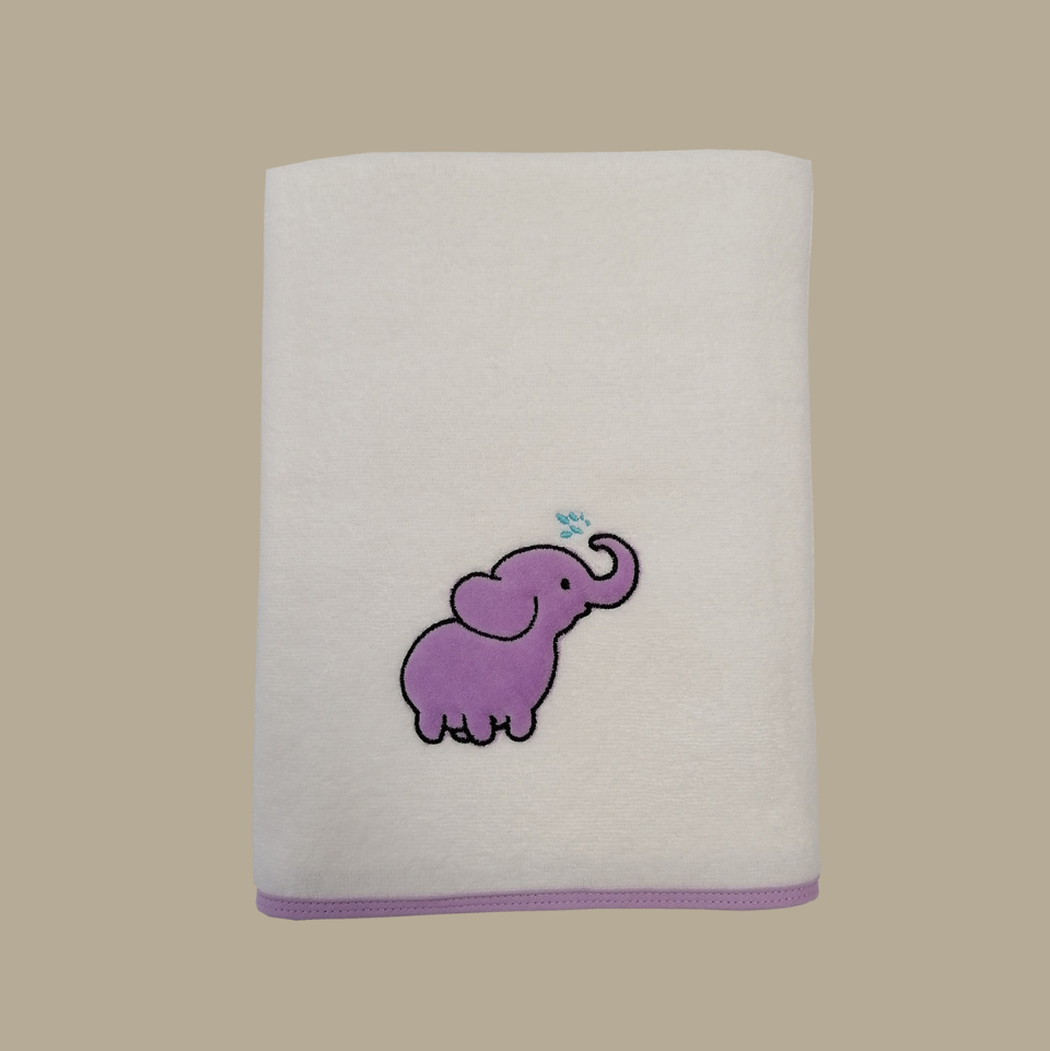 Organic Kids Towel Elephant, 100% Organic Cotton, 70x130 cm