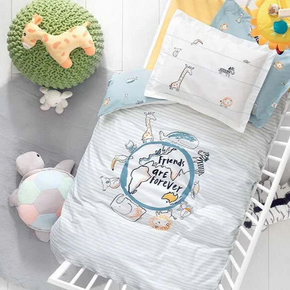 Baby Bedding Set Friends, for Crib, 100% Renforcé Cotton, 100x150 cm