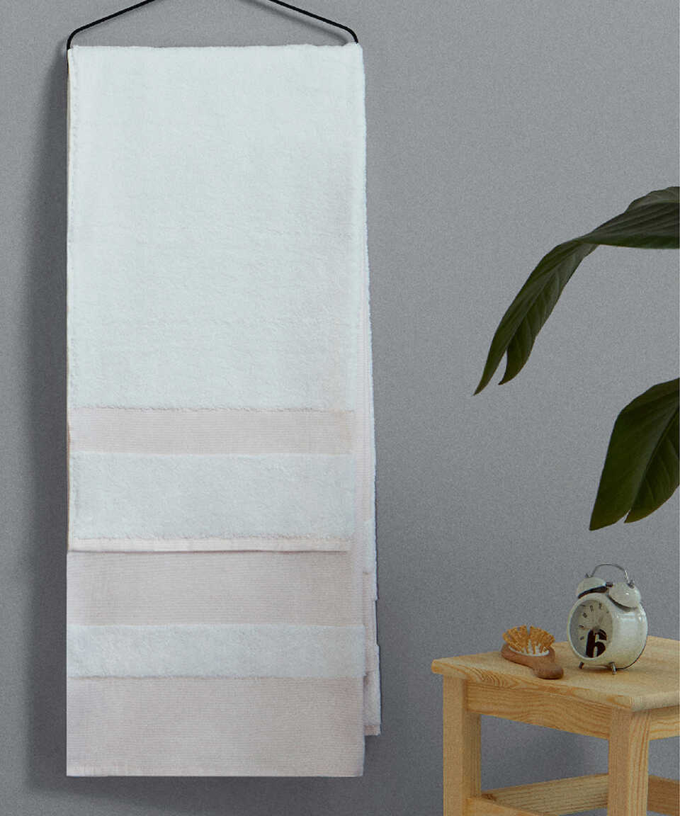 Linen Blend Peshtemal Kilyos, Beige, 76x147 cm
