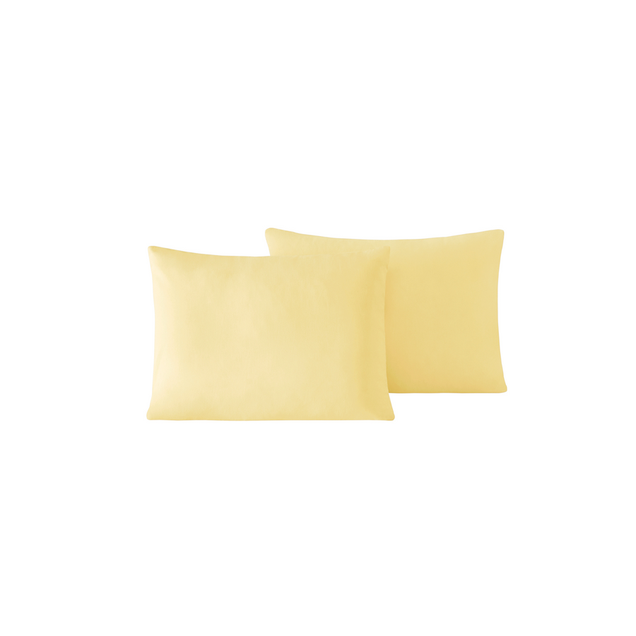 Renforcé Cotton Pillowcases Plain, 2 pcs, 100% Cotton, yellow, 40x50 cm