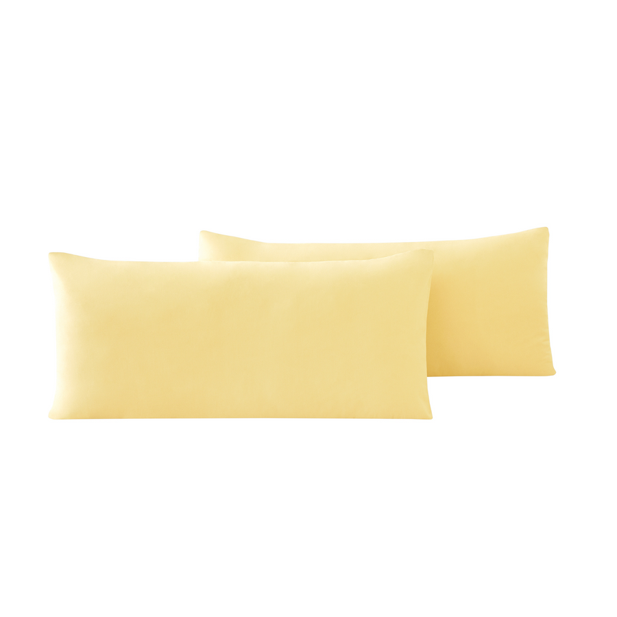 Renforcé Cotton Pillowcases Plain, 2 pcs, 100% Cotton, yellow, 40x80 cm