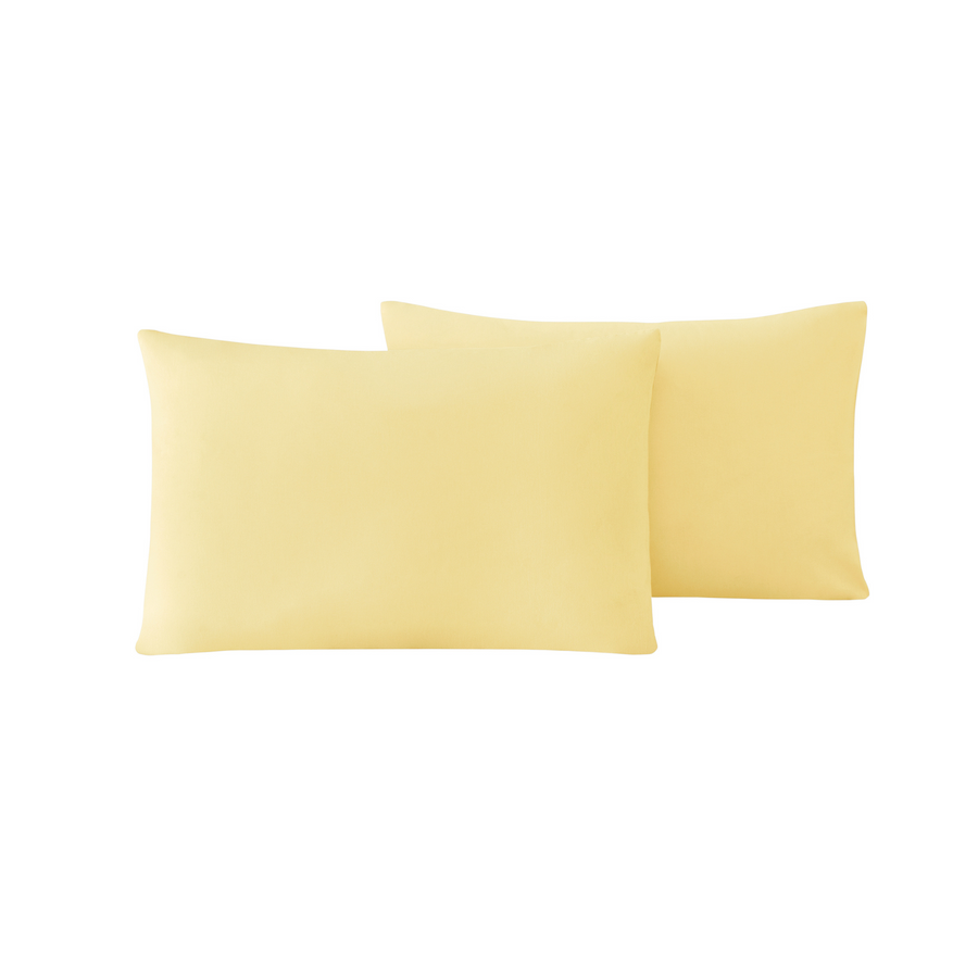 Renforcé Cotton Pillowcases Plain, 2 pcs, 100% Cotton, yellow, 50x70 cm