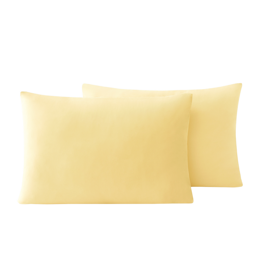 Renforcé Cotton Pillowcases Plain, 2 pcs, 100% Cotton, yellow, 60x80 cm