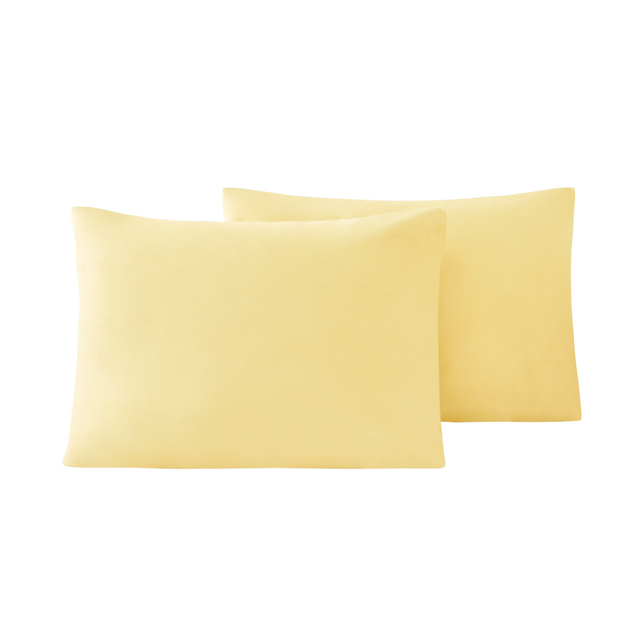 Renforcé Cotton Pillowcases Plain, 2 pcs, 100% Cotton, yellow, 70x90 cm