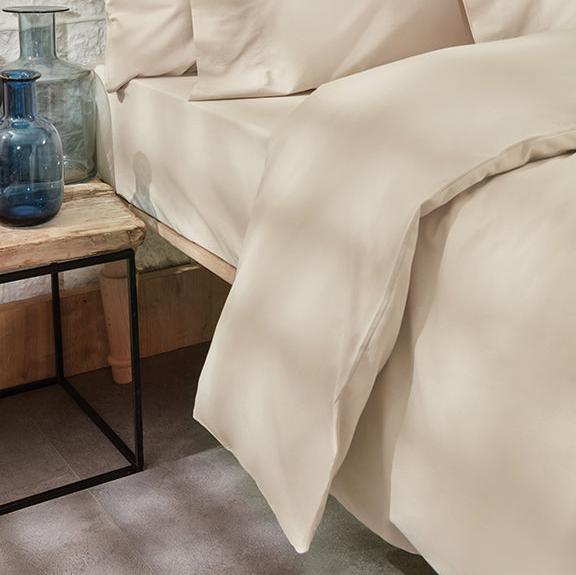 Renforcé Cotton Duvet Cover Plain, 100% Cotton, beige, 140x200 cm