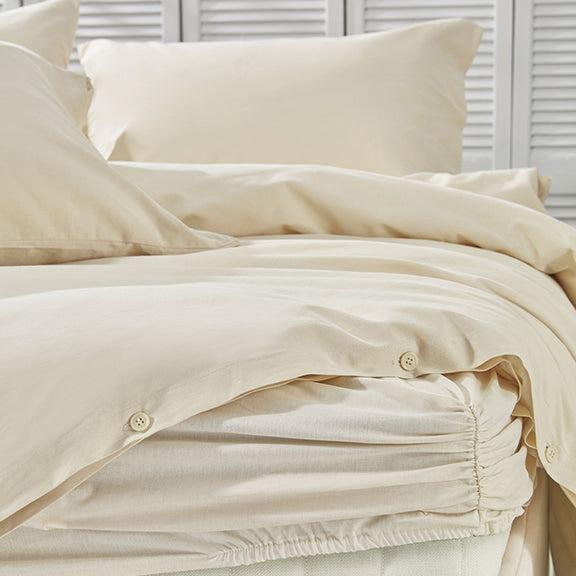 Renforcé Cotton Duvet Cover Plain, 100% Cotton, beige, 200x220 cm