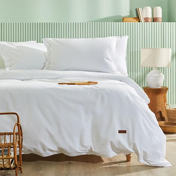 Renforcé Cotton Duvet Cover Plain, 100% Cotton, white, 160x200 cm