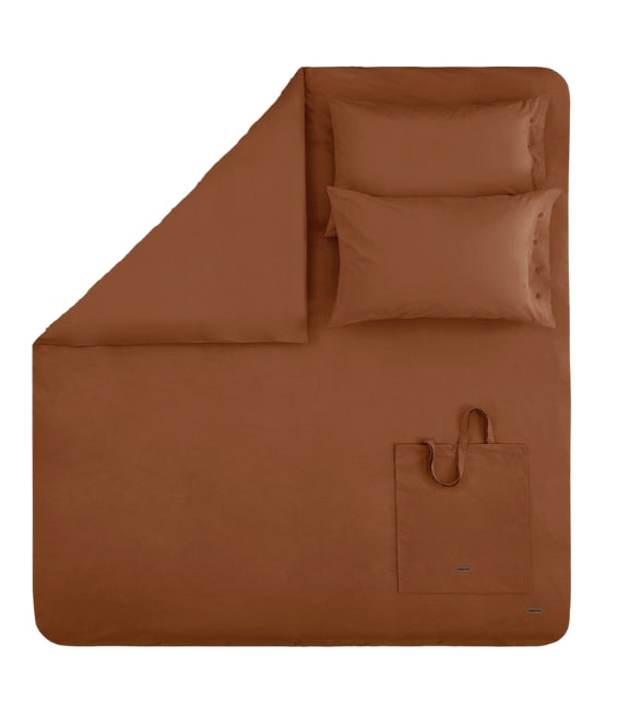 Renforcé Cotton Duvet Cover Plain, 100% Cotton, brick, 240x220 cm