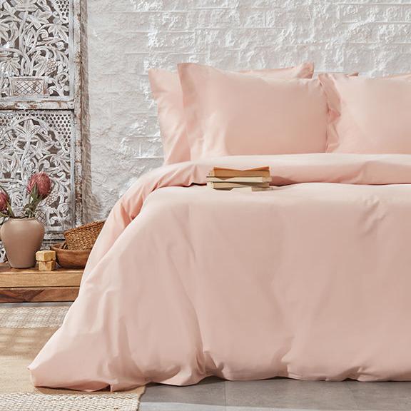 Renforcé Cotton Duvet Cover Plain, 100% Cotton, pink, 140x200 cm