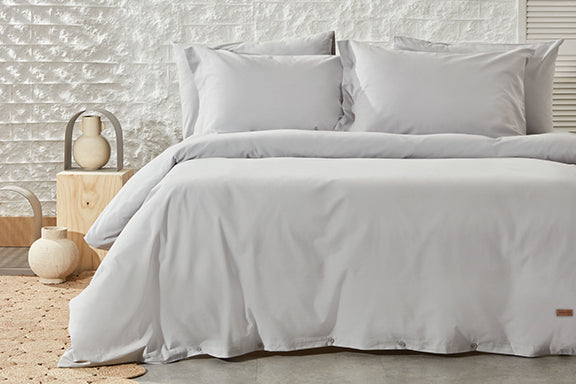 Renforcé Cotton Duvet Cover Plain, 100% Cotton, grey, 140x200 cm