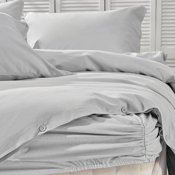 Renforcé Cotton Duvet Cover Plain, 100% Cotton, grey, 140x200 cm