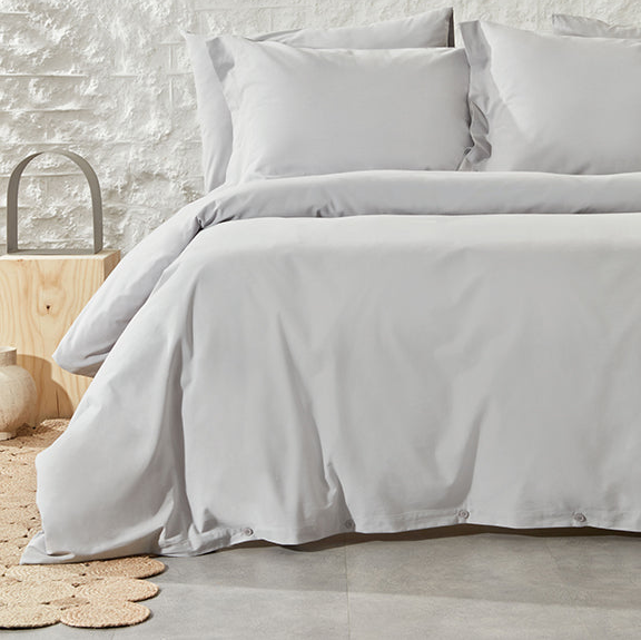 Renforcé Cotton Duvet Cover Plain, 100% Cotton, grey, 140x200 cm