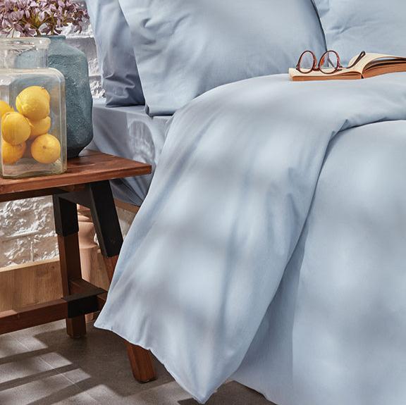 Renforcé Cotton Duvet Cover Plain, 100% Cotton, light blue, 240x220 cm