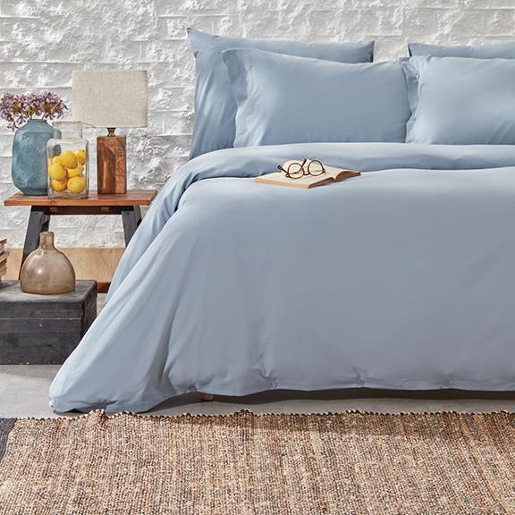 Renforcé Cotton Duvet Cover Plain, 100% Cotton, light blue, 160x220 cm