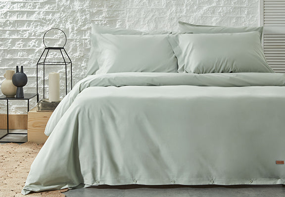 Renforcé Cotton Duvet Cover Plain, 100% Cotton, light green, 200x200 cm