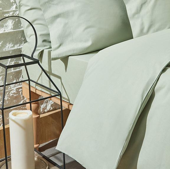 Renforcé Cotton Duvet Cover Plain, 100% Cotton, light green, 160x220 cm
