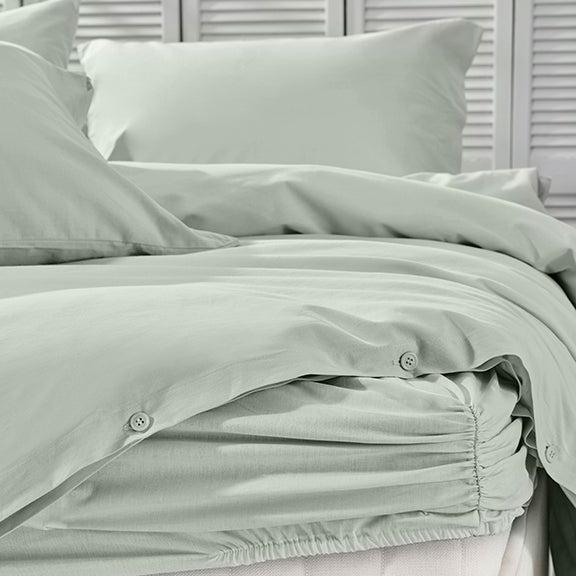 Renforcé Cotton Duvet Cover Plain, 100% Cotton, light green, 200x200 cm