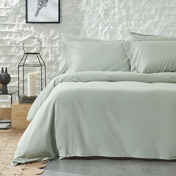 Renforcé Cotton Duvet Cover Plain, 100% Cotton, light green, 160x200 cm