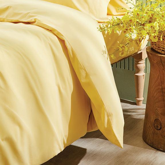 Renforcé Cotton Duvet Cover Plain, 100% Cotton, yellow, 240x220 cm