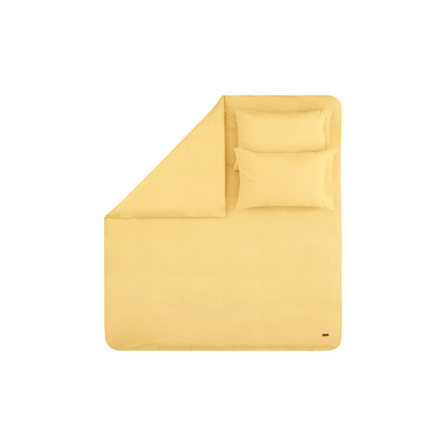 Renforcé Cotton Duvet Cover Plain, 100% Cotton, yellow, 160x220 cm