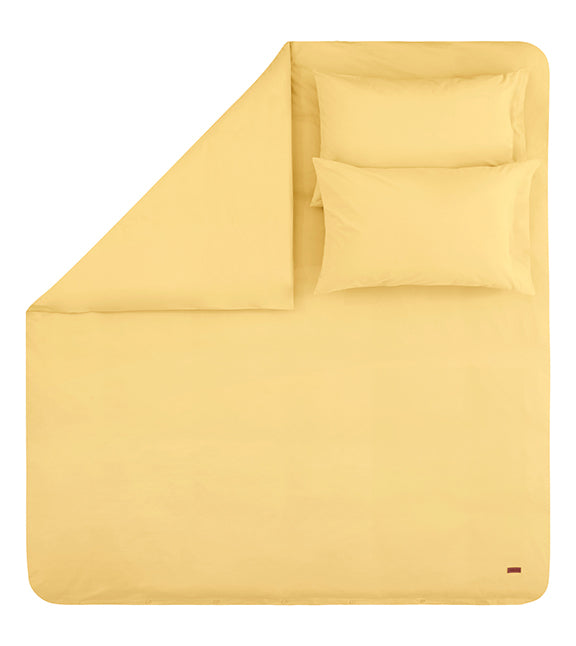 Renforcé Cotton Duvet Cover Plain, 100% Cotton, yellow, 160x220 cm