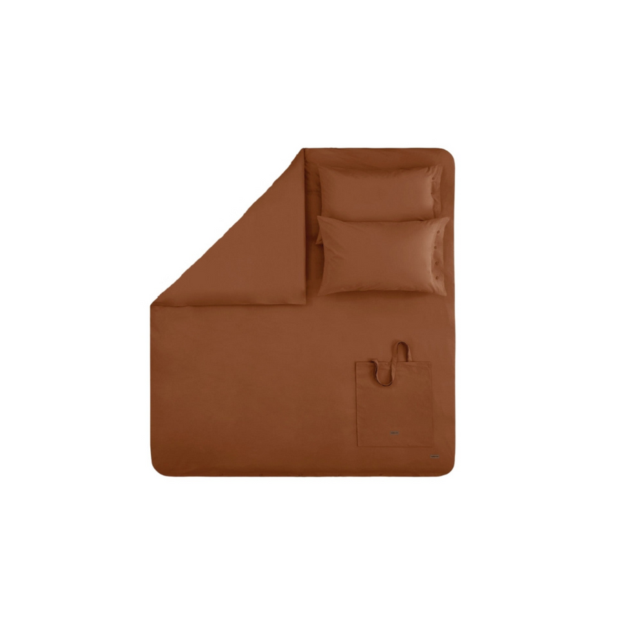 Renforcé Cotton Duvet Cover Plain, 100% Cotton, brick, 240x220 cm