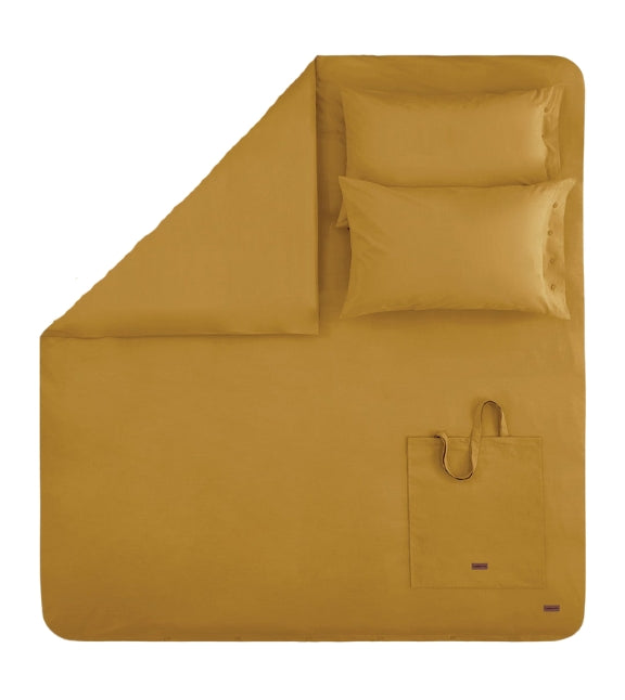 Renforcé Cotton Duvet Cover Plain, 100% Cotton, saffron, 240x220 cm