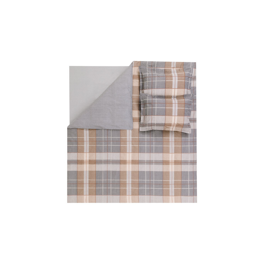 Cotton Duvet Cover Set Tancy, with Bed Sheet, grey/beige, 240x220 cm