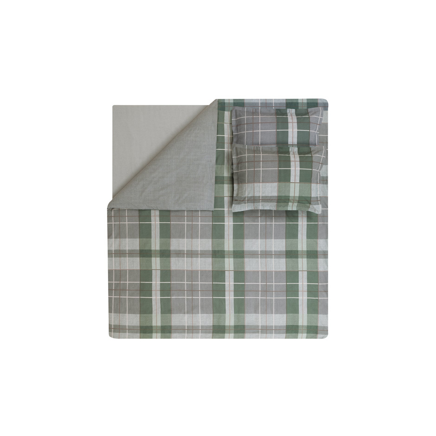 Cotton Duvet Cover Set Tancy, with Bed Sheet, green/grey, 200x220 cm