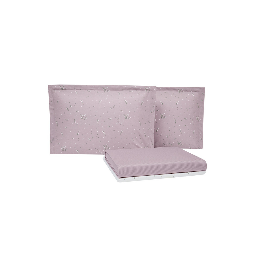 Bamboo Throw Set Ramona, with Fitted Sheet and Pillowcase, Light Purple, 160x220 cm