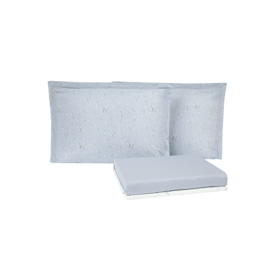Bamboo Throw Set Ramona, with Fitted Sheet and Pillowcase, Light Blue, 160x220 cm